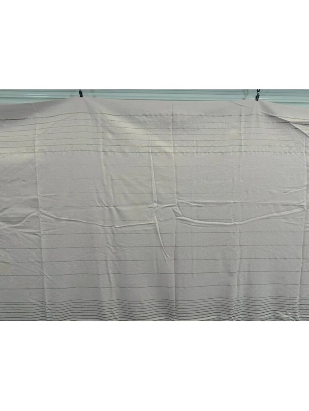 Pink Silver Striped Vintage Tablecloth Topper 7 Napkins